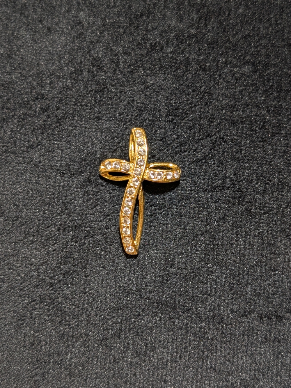Gold-Tone Crystal Cross Pendant - Sparkling Religious Jewelry